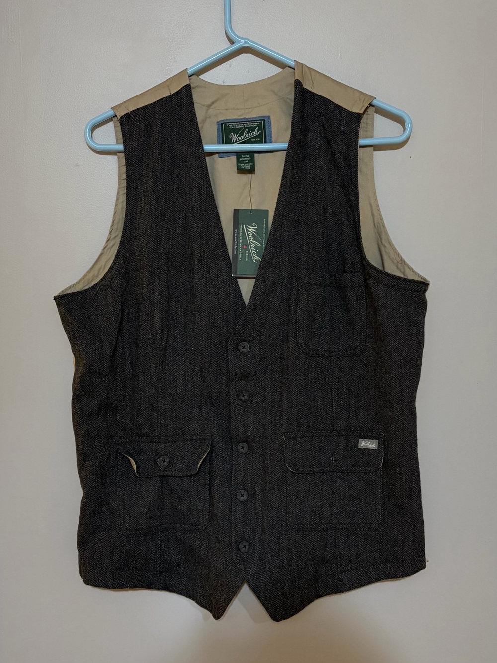 NWT Woolrich Men’s Wool Dark Grey Ruxton Vest Size Large